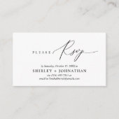 Modernes Minimalistisches Hochzeitsszenario Begleitkarte (Vorderseite)