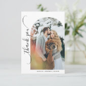 Modernes Minimalistisches Hochzeitsszenario Foto D Dankeskarte (Stehend Vorderseite)