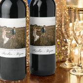 Modernes Minimalistisches Hochzeitsszenario Foto V Weinetikett