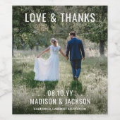 Modernes Minimalistisches Hochzeitsszenario-Foto V Weinetikett (Einzelnes Label)