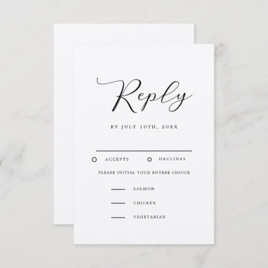 Modernes Minimalistisches Hochzeitsszenario mit Wa RSVP Karte (Vorne/Hinten)
