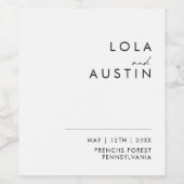 Modernes Minimalistisches Hochzeitsweinlabel Weinetikett (Einzelnes Label)