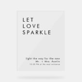 modernes minimalistisches Hochzeitszeichen Acrylschild (Vorderseite)