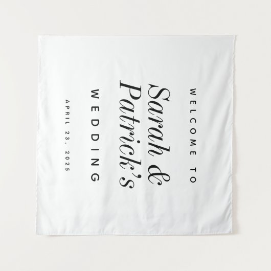 Modernes Minimalistisches Hochzeitszeichen Wandteppich (Vorderseite (Horizontal))