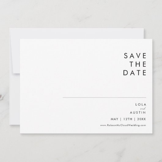 Modernes Minimalistisches Horizontal Save the Date (Vorderseite)