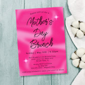 Modernes Minimalistisches Hot Pink Mother Day Brun Einladung