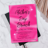 Modernes Minimalistisches Hot Pink Mother Day Brun Einladung