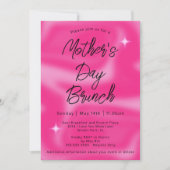 Modernes Minimalistisches Hot Pink Mother Day Brun Einladung (Vorderseite)