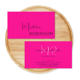 Modernes Minimalistisches Hot Pink-Script Visitenkarte