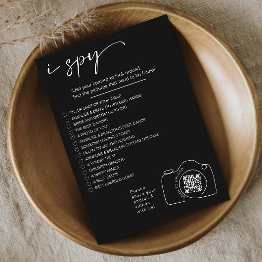 Modernes Minimalistisches I spy Hochzeitsspiel Sha Programm