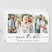 Modernes Minimalistisches Ink Script 3 Foto Save The Date (Vorderseite)