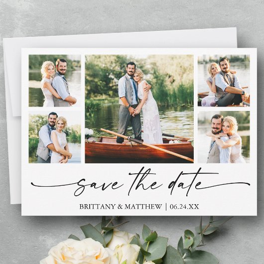 Modernes Minimalistisches Ink Script 5 Foto Save The Date