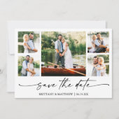Modernes Minimalistisches Ink Script 5 Foto Save The Date (Vorderseite)
