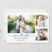 Modernes Minimalistisches Ink Script Couple 3 Foto Save The Date (Vorderseite)