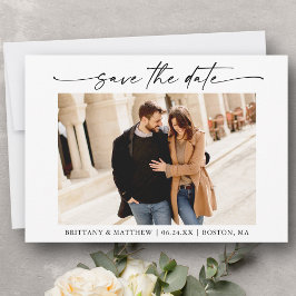 Modernes Minimalistisches Ink Script-Foto Save The Date