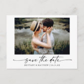 Modernes Minimalistisches Ink Script-Foto Save the Postkarte (Vorderseite)