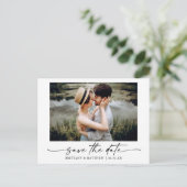 Modernes Minimalistisches Ink Script-Foto Save the Postkarte (Stehend Vorderseite)