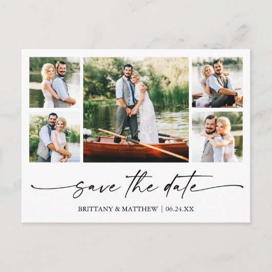 Modernes Minimalistisches Ink-Script Save the Date Postkarte (Vorderseite)