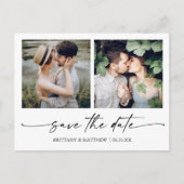 Modernes Minimalistisches Ink-Script Save the Date Postkarte (Vorderseite)