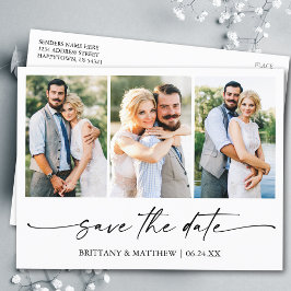 Modernes Minimalistisches Ink-Script Save the Date Postkarte