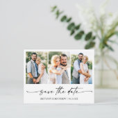 Modernes Minimalistisches Ink-Script Save the Date Postkarte (Stehend Vorderseite)