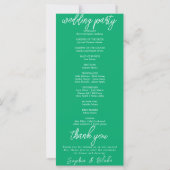 Modernes Minimalistisches Jade Green Wedding Progr (Rückseite)