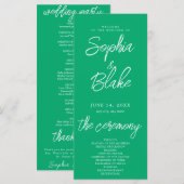 Modernes Minimalistisches Jade Green Wedding Progr (Vorne/Hinten)