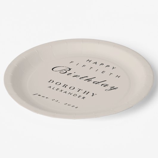 Modernes Minimalistisches JEDES Meilenstein Erwach Pappteller (Schrägansicht)