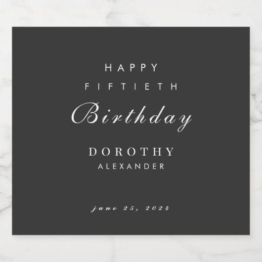 Modernes Minimalistisches JEDES Meilenstein Erwach Schaumweinetikett (Einzelnes Label)