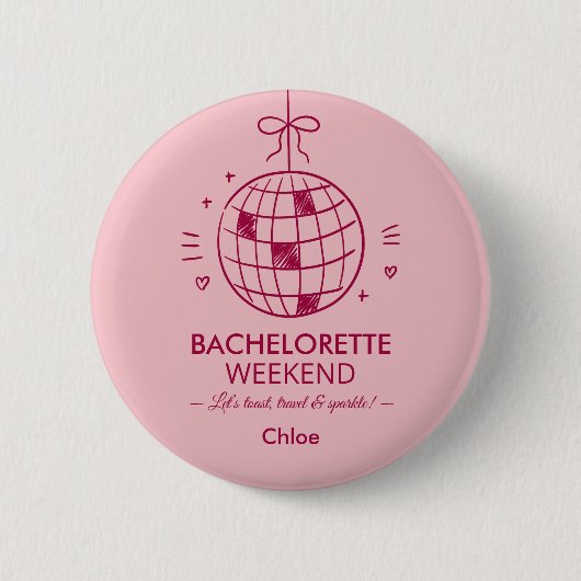 Modernes Minimalistisches Junggesellinnen-Wochenen Button (Vorderseite)