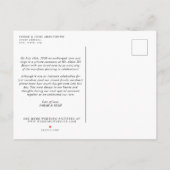 Modernes Minimalistisches Just Married Foto Hochze Ankündigungspostkarte (Rückseite)