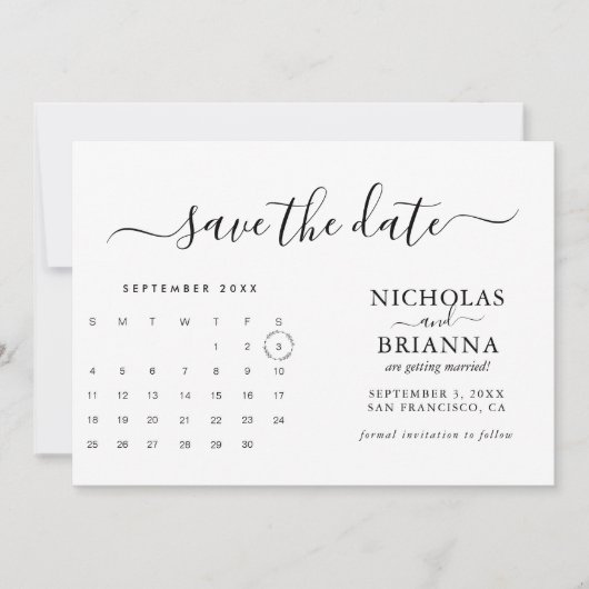 Modernes Minimalistisches Kalenderbudget ganz einf Save The Date (Vorderseite)