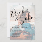 Modernes Minimalistisches Kalligrafie-Foto Einladung (Vorderseite)