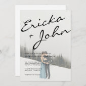 Modernes Minimalistisches Kalligrafie-Foto Einladung (Vorne/Hinten)