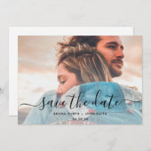 Modernes Minimalistisches Kalligrafie-Foto Save The Date (Vorne/Hinten)