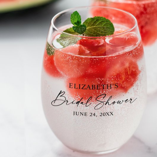 Modernes Minimalistisches Kalligraphie-Brautparty Weinglas Ohne Stiel