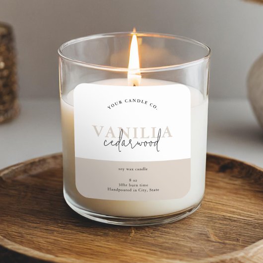 Modernes Minimalistisches Kerzensiegel Quadratischer Aufkleber