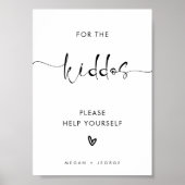 Modernes Minimalistisches Kiddos Tafelhochzeitzeic Poster (Vorne)