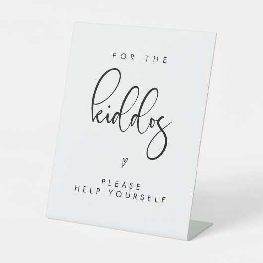 Modernes Minimalistisches Kiddos Tafelhochzeitzeic Sockelschild (Vorderseite)