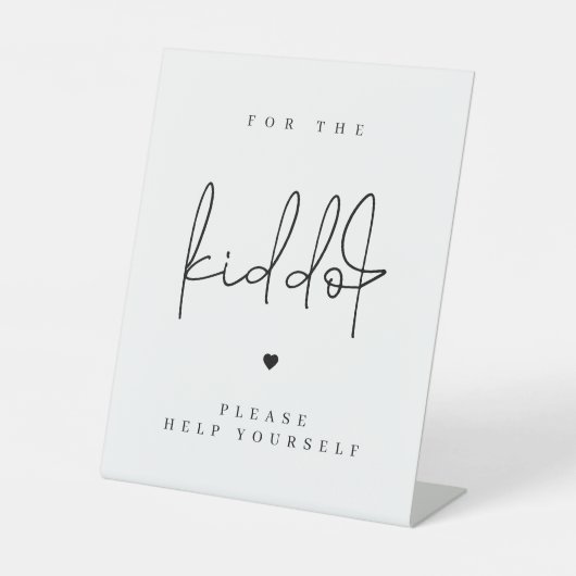 Modernes Minimalistisches Kiddos Tafelhochzeitzeic Sockelschild (Vorderseite)