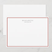 Modernes Minimalistisches Kirschrot - Single - Gre Mitteilungskarte (Vorne/Hinten)