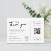 Modernes Minimalistisches Kleinunternehmen dank QR Dankeskarte (Stehend Vorderseite)