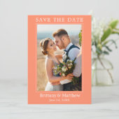 Modernes Minimalistisches Korallen Save The Date (Stehend Vorderseite)