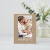 Modernes Minimalistisches Kraft-Save the Date-Foto Postkarte (Stehend Vorderseite)