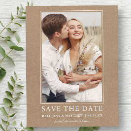 Modernes Minimalistisches Kraft-Save the Date-Foto Postkarte