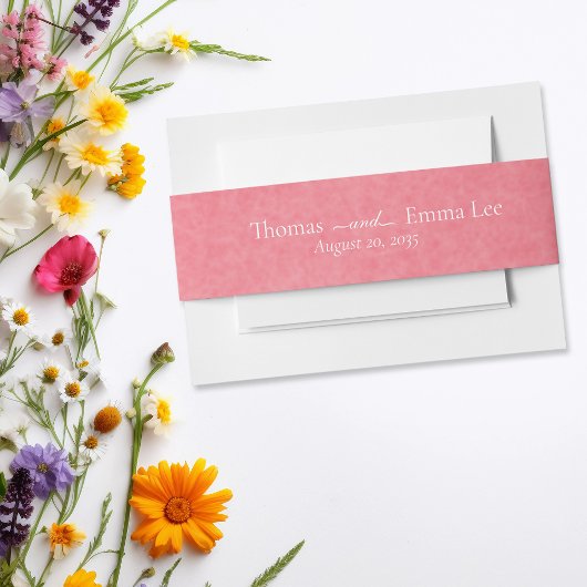 Modernes Minimalistisches, kräftiges rosa Monogram Einladungsbanderole