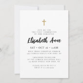 Modernes Minimalistisches Kreuz für ihre erste Kom Einladung (Vorderseite)