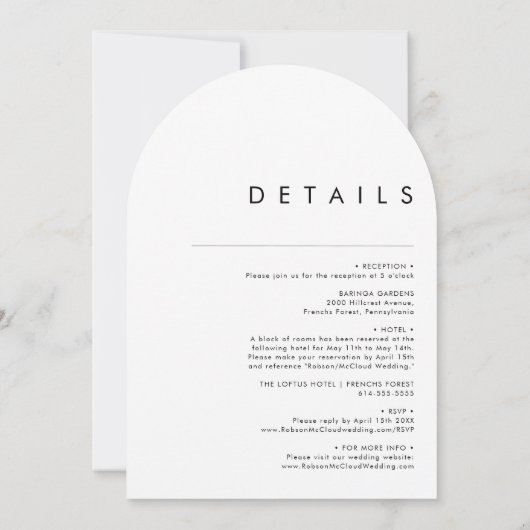 Modernes Minimalistisches Lässig in einem Hochzeit Einladung (Rückseite)