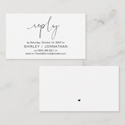 Modernes Minimalistisches Lässiges, Schwarzes, Hoc Begleitkarte (Vorne/Hinten)