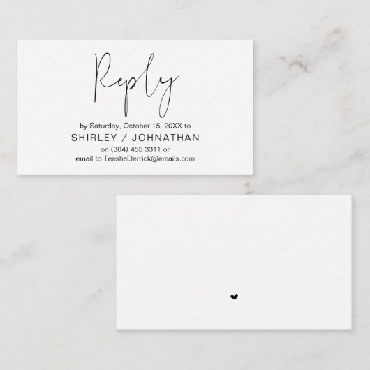 Modernes Minimalistisches Lässiges, Schwarzes, Hoc Begleitkarte (Vorne/Hinten)